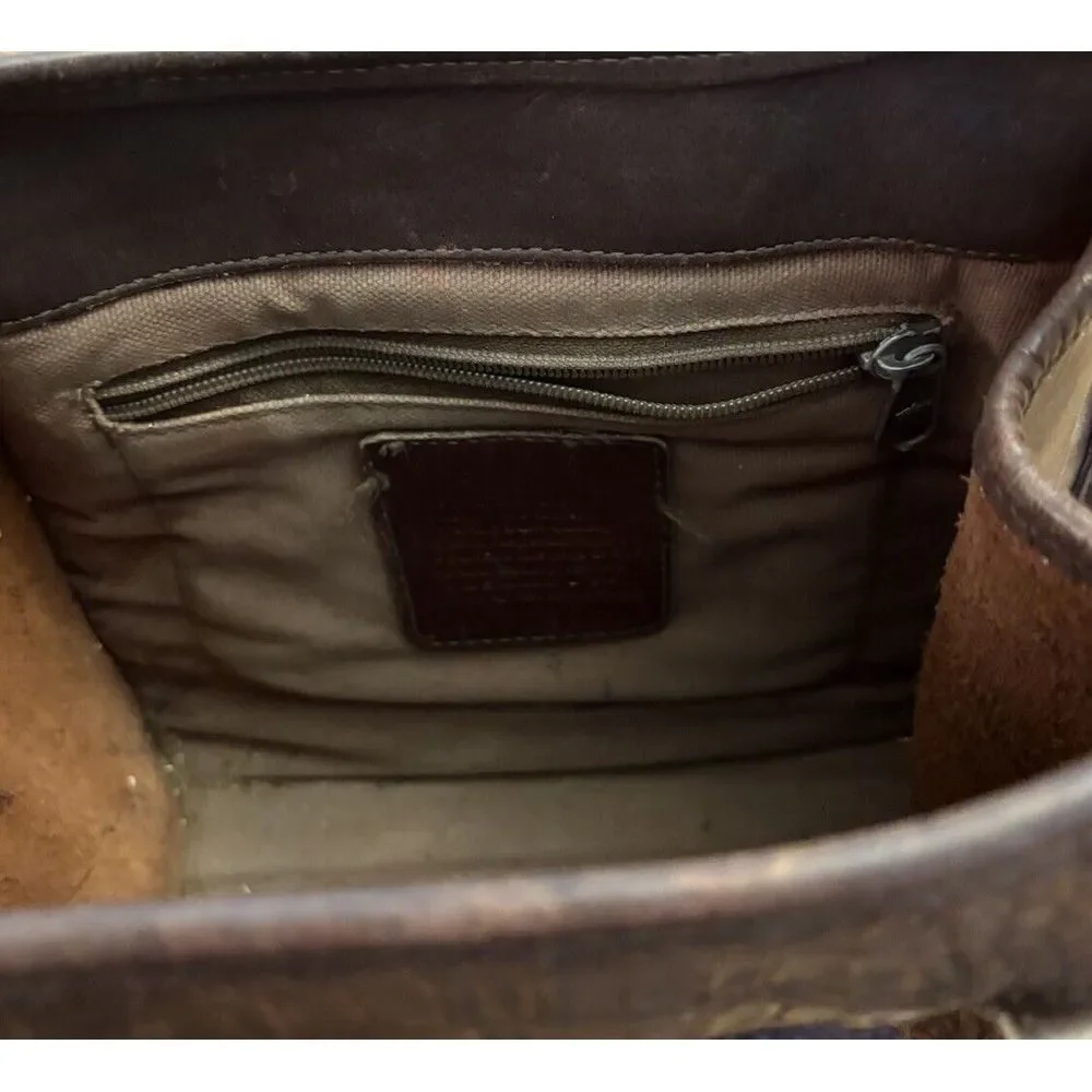 Brighton Croc Embossed Brown Patent Shoulder Purse ( well-loved see pics)‎